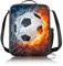 HIULLEN Football Lunch Box Bag Boys Girls, 3D Football Insulated Lunch Bag Kids, Reusable Cooler Warm Lunch Tote with Bottle Holder, Lunch Organizer for School Camping Travel Picnic