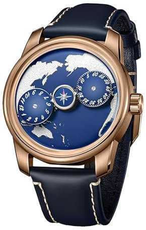 OBLVLO JM-Earth Herren-Armbanduhr mit Zifferblatt und Rädern, Automatikuhr, Edelstahlgehäuse, blaues Nachtlicht, mechanische Armbanduhr, Jm-earth-pll, Militär