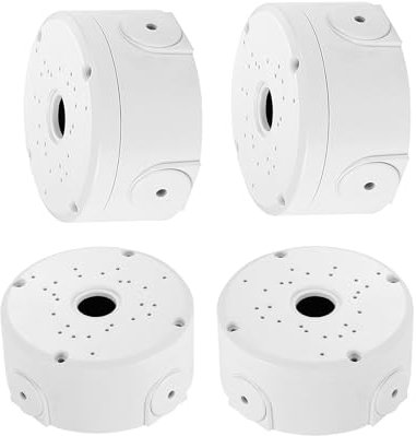 Pack of 4 Waterproof Junction Boxes, Waterproof Junction Boxes for Surveillance Cameras, Hemispherical Surveillance Camera Mounting Box, Wall-Ceiling Mounting Junction Box (Plastic)