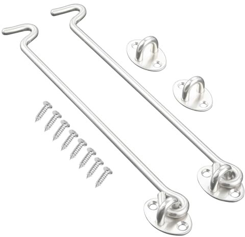 DRELD 2 Stück 304 Edelstahl Türhaken Verriegelung mit 8 Befestigungsschrauben Tür Catch Hardware für Yard Gate, Zaun, Garage, Scheune Tür, Schuppen, Fenster, Schrank (12 Zoll/30,5 cm)