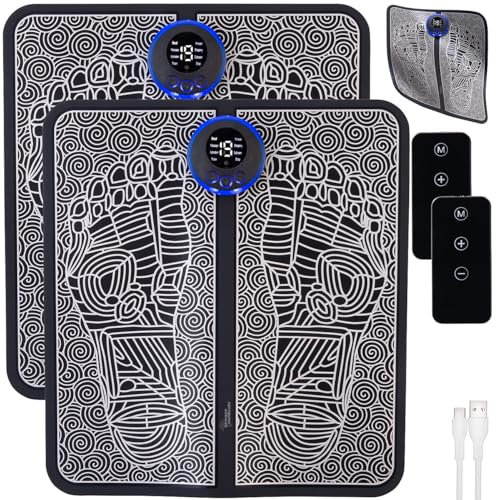 newgen medicals Massagegerät: 2er-Set Akku-EMS-Fußmassagegerät, 8 Modi, 19 Intensitätsstufen,faltbar (Fußmassage-Gerät, Fußmassagegerät Akku-Betrieb, Fuss Massager)