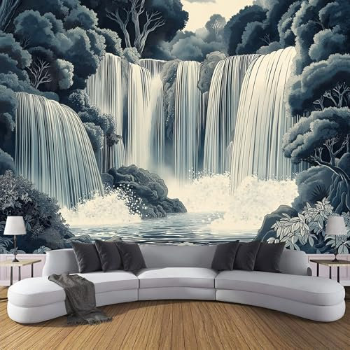 Fototapete Tapete Canyon Wasserfall, 450X315Cm (B×H) Foto Tapete Schlafzimmer Wohnzimmer Seidenstoff Wandtapete, Abstrakte Kunst Motivtapeten Bildtapete 3D Effekt Wand Dekoration