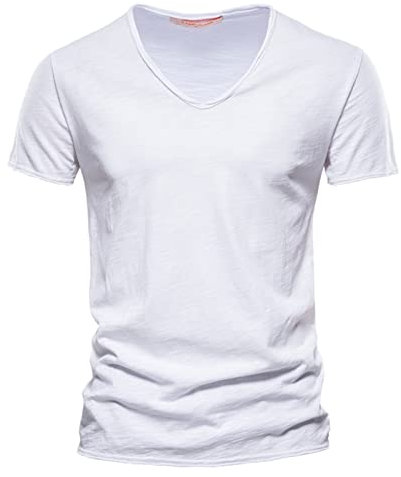 Herren Sommer T-Shirt V-Ausschnitt Slim Fit Baumwolle-Anteil Männer T-Shirt V-Neck Hoodie-Sweatshirt Kurzarm T Shirt Herren Weiß V Ausschnitt Tshirt Sport Herren Unterziehshirt Herren V Ausschnitt