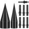 Rppiup Bohrkegel Holzspalter, 45mm + 32mm Holzspalter Bohrer mit 6 Bohrgriffe, Brennholzspalter Bohrer, Kegelspalter Bohrmaschine Set, Holzspalter Schraube Kegel für den Haushalt