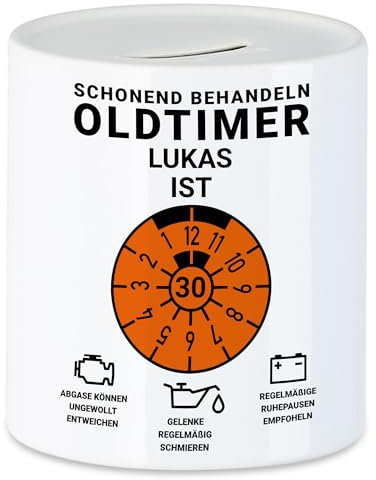 Kiddle-Design Personalisierte Spardose 30. Geburtstag, Schonend behandeln Oldtimer ist 30, 30ter Geburtstag Lustiges Geldgeschenk Frau Mann, Sparschwein Geburtstag
