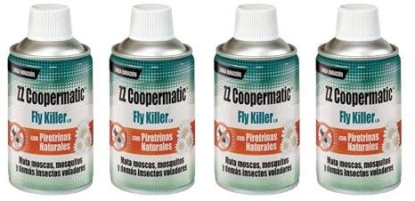 PACK 4 UNIDADES ZZ Coopermatic Fly Killer 250ml - Zelnova. Insecticida eficaz contra moscas, mosquitos y demas insectos voladores. Con piretrinas naturales. Larga duracion.
