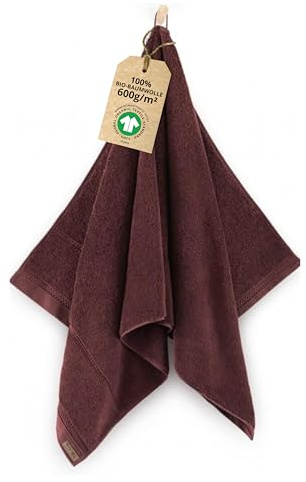 ZWOLTEX - Premium Duschtuch 70x140 [650 g/m²], 100% Bio Baumwolle GOTS Zertifizert, ÖKO-TEX, Ultra Weich & Saugfähig, Handtücher Rotwein, Queen Collection - 1 Stück