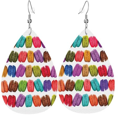 Leichte Macaron-Keks-Geschmack, baumelnde Ohrringe für Damen, Modeschmuck für Kostümpartys und Mädchen-Accessoires, Einheitsgröße, Leder