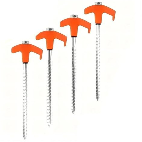 Compatibile Con MuqiNush, 4 Pezzi Di Chiodi For Tende Da Esterno, Viti, Picchetti, Viti In Tende, Chiodi Da Terra, Testa Esagonale In Plastica, Acciaio Al Carbonio(4Pcs Orange-20cm)