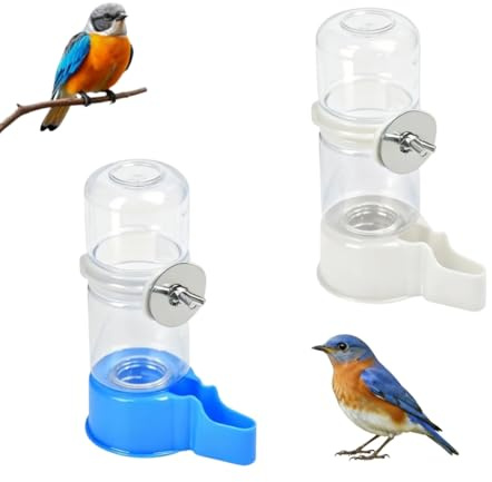 Elyyapt Bird Water Feeder 2 PCS 140ml Automatic Bird Water Dispenser Parrot Waterer Bottle Drinker Birds Drinker Container Hanging Waterer Bottles Cage Accessories for Parakeets Cockatiels Lovebirds
