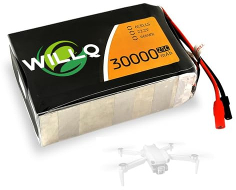 WILLQ 30000 mAh 6S LiPo-Akku 22,2 V 25C Ersatz-Lithium-Akku mit AS150-Stecker für RC-Autos, Flugzeuge, Lastwagen, Boote, Buggys und Drohnen