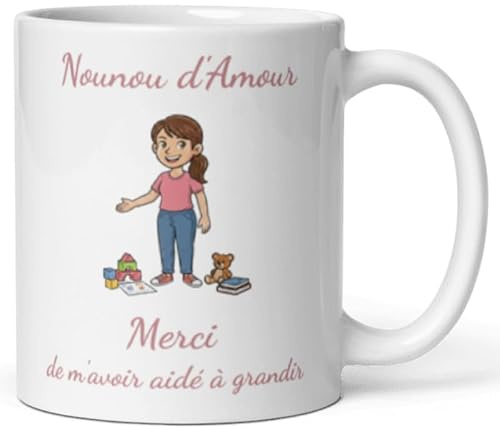COSY & SIP Mug Merci Nounou de m’avoir aidé à grandir – Tasse Cadeau Nounou Originale – Idée Cadeau Fin d’Année, Anniversaire ou Noël – Céramique Résistante – Boîte Cadeau Prête à Offrir