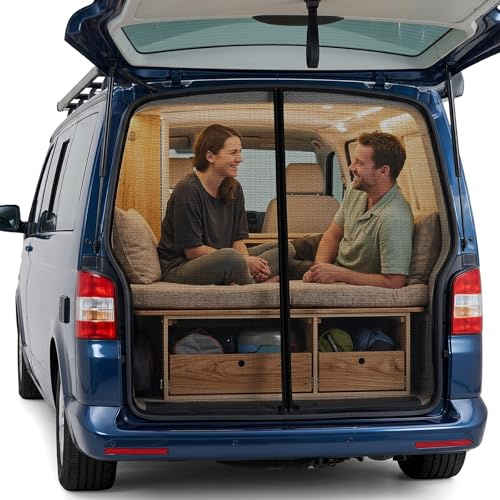Moskitonetz Magnetisch für VW T5 & T6 Heck | fliegengitter autofenster–mit Sonnenschutz & Sichtschutz – Einfache Montage (Voll Mesh) (146*155CM)