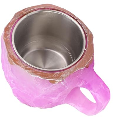 Yctze Taza de café de Cristal Mineral, Taza Decorativa de Lujo de Resina de 320 Ml, con Revestimiento de Acero Inoxidable para Mesa de Comedor de Cocina de Oficina en Casa (PURPLE)
