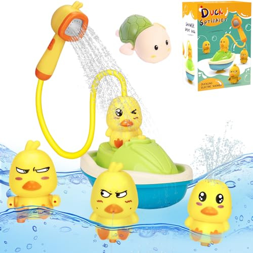 YUTUY Juguetes de BañO para Bebé,Juego de Juguetes de BañO de Pato,Regadera BañO Bebe,Juegos para Lavado de Cabello Infantil,con Bomba de Agua,para NiñO O NiñA de 1,2 O 3 AñOs