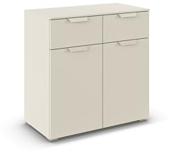 Rauch Möbel ADITIO, Kommode, Farbe Beige, Breite 80 cm | Sideboard im modernen Look, 2-türig, 2 Schubladen, Soft-Close-Funktion, für Schlafzimmer, Gästezimmer, Wohnzimmer, Garderobe