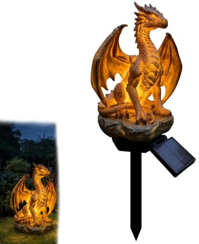 GUUTHQOR Solar Drachen Für Außen Garten,Drachen-solar-gartenleuchte (#A) | drachen Gartenfiguren Mit Solarlampen Gartendeko,für Den Außenbereich, Rasen, Terrasse, Weg, Dekoration, Hof-Ornament