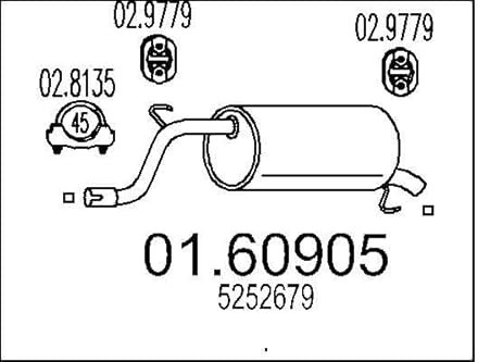 MTS 01.60905 Endschalldämpfer Endtopf 1050mm 5,4kg