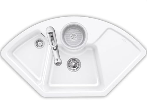 Villeroy & Boch Solo Eck Snow White - 6708 01 KG Keramikspüle Handbetätigung