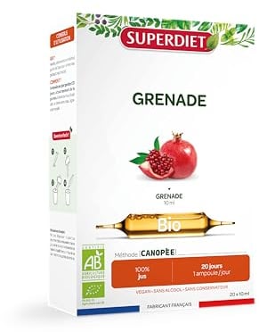 SUPERDIET – GRENADE BIO – 100% PUR JUS – Fabrication française – 20 ampoules de 10 ml