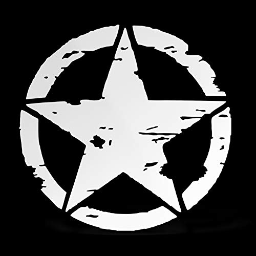 Erreinge Stern-Aufkleber US Army Military Weiß Schriftzug In PVC kompatibel für Auto Moto Camper Jeep Renegade 4X4 Suzuki - Cm 35