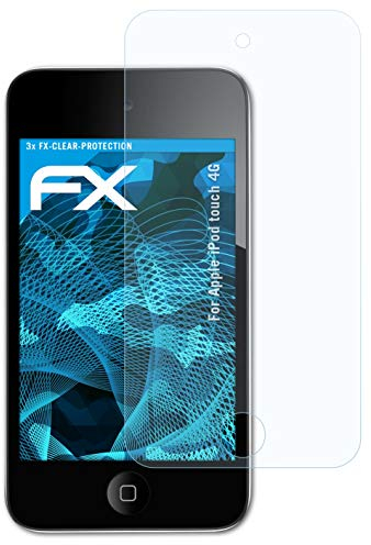atFoliX Schutzfolie kompatibel mit Apple iPod touch 4G Folie, ultraklare FX Displayschutzfolie (3X)
