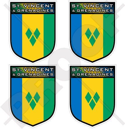 St. Vincent und die Grenadinen Shield 50 mm (5,1 cm) Vinyl bumper-helmet Sticker, Aufkleber X4