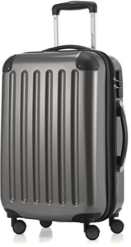 HAUPTSTADTKOFFER Alex - equipaje de mano, 55 x 35 x 20 cm, 4 rollos, 42 litros, maleta de viaje, funda rígida, maleta con ruedas, maleta de equipaje de cabina, ampliable, titanio