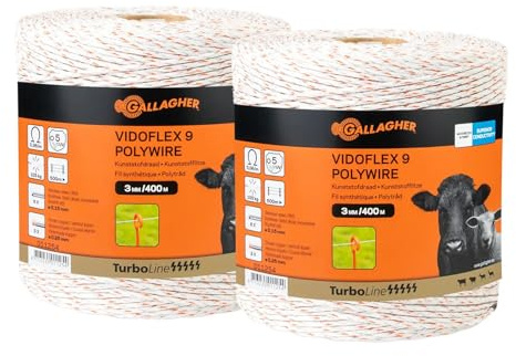 2X 400 m Gallagher Vidoflex 9 TurboLine Plus Weidezaunlitze (weiß)