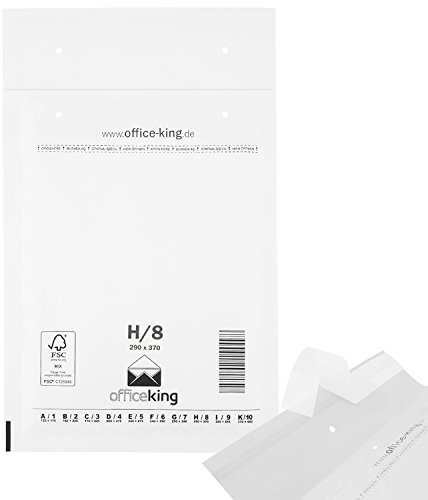 OfficeKing Luftpolstertaschen reißfest 100 Stk Weiss H/8 | 290 x 370mm DIN Luftpolsterumschlag Luftpolsterversandtaschen Luftpolsterversandumschläge