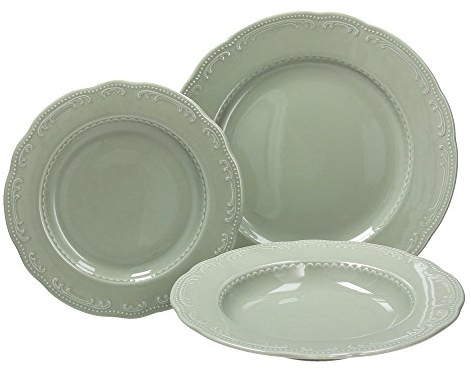 Tognana Charme, Servizio Piatti 18 Pezzi, Porcellana, Verde Salvia