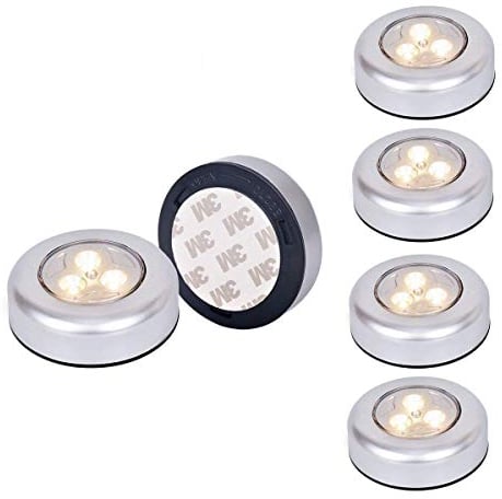 Ilyever 6 Pack Warm LED Battery-Powered Wireless Night Light Stick Tap Touch Lamp Stick-on Push Light for Closets, Cabinets, Counters, or Utility Rooms,Cordless Touch Light