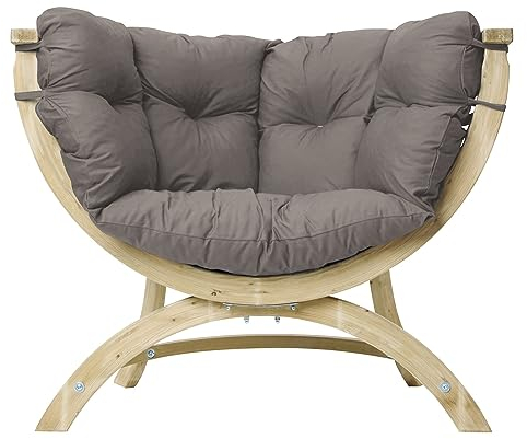 AMAZONAS Lounge Sessel Siena UNO Taupe aus FSC Fichtenholz ca. 120 x 95 x 60 cm bis 150 kg in Hellgrau