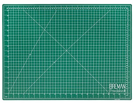Breman Precision 18x24 Inch Self Healing Cutting Mat - 2-Sided 5-Ply PVC Green/Black Cutting Mats for Crafts, Sewing, Quilting and DIY Projects - Durable and Non-Slip Design with Precise Grid Lines