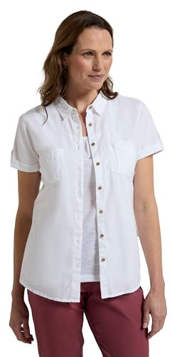 Mountain Warehouse Coconut Short Sleeve Womens Shirt - 100% Cotton Ladies Top, Lightweight, Breathable Blouse, Mesh Lined Tee - for Travelling & Daily Use White Women's Size 24