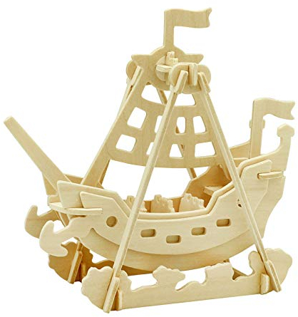 Georgie Porgy 3D Holz Puzzle Piratenschiff Modell holzhandwerk Baukasten Kinder Spielzeug (jp264 Piratenschiff 23 stücke)