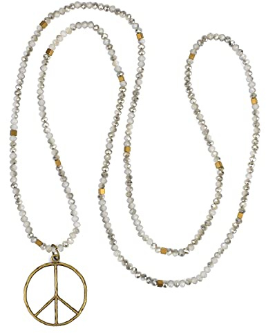KELITCH Mode Friedenszeichen-Halskette Westernschmuck Frosted Crystal Beaded Halsketten für Männer Frauen