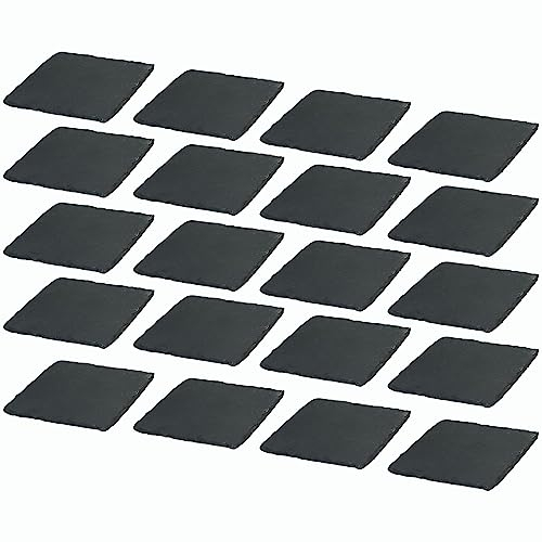 Novaliv 20x Schiefer Untersetzer I 10x10 cm I eckig I Glasuntersetzer Ralette Pfännchen für Grill Pfannenuntersetzer Ralette Box Shisha ablage