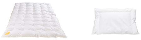 Böhmerwald KIDS Daunendecke, 90% Daunen / 10% Federn, Füllgewicht: 300gr., Wärmeklasse: normal, Größe: 100x135 cm & KIDS Kopfkissen, Füllgewicht: 60gr., Flachkissen, Größe: 40x60 cm