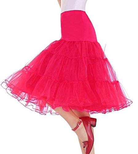 Karnevalskostüme Damen Rockabilly Rock 50er Petticoat Unterrock Tellerrock Lang Rose