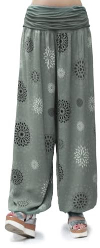 Glamexx24 Damen XXL Leichte Pumphose Haremshose Freizeithose Sommerhose Hose mit vielen Muster 13090, Khakigrün, XL/XXXL