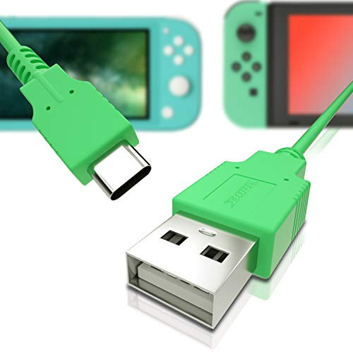 HEATFUN Switch USB-C Charger Cable – Fast Charging Cord for Switch Lite, OLED, Dock, Controller – Durable 4.92ft Type-C Cable in Green for Travel, Home, Car, Gaming Setup