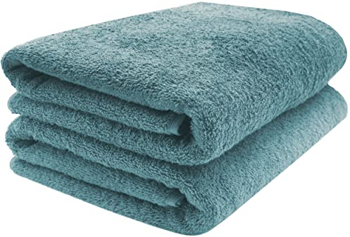 ZOLLNER 2er Set Saunatücher - weiche und saugstarke Handtücher - waschbar bis 95°C - Baumwolle -70x200 cm in Petrol