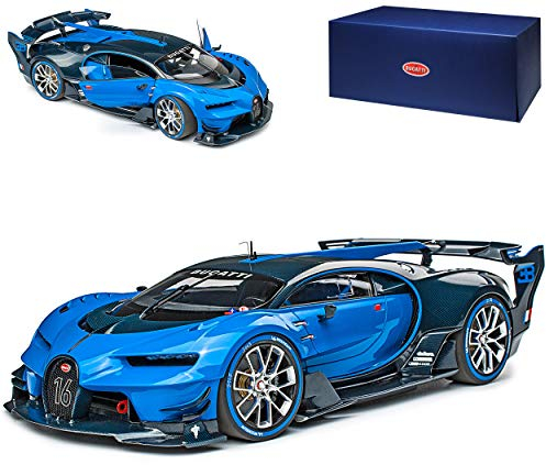 AUTOart Bugatti Chiron Vision GT Gran Turismo Coupe Blau mit Schwarz Ab 2016 70986 1/18 Modell Auto mit individiuellem Wunschkennzeichen