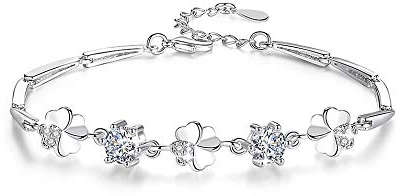 Ranikeer Armband Damen Silber 925, Vierblättriges Kleeblatt Armband mit Zirkon, eleganter Modeschmuck für Frauen