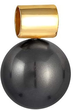 Goldener Schmuck Perlen-Anhänger in 925 Sterling Silber mit schwarzer Perle (12 mm) für Damen Kette oder Halskette, Farbe: schwarz, 0508252020