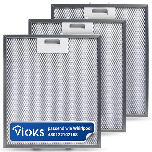 VIOKS 3x Dunstabzug Filter 305x267mm Ersatz für Electrolux 4055250429, Elica Dunstabzugshaube Filter GRI0009219A KIT0010805, Whirlpool Abzugshaube Filter Metall 480122102168 C00314158 ARI314158