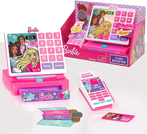 Barbie Moderne Registrierkasse mit Tönen, Spielgeld und Kreditkartenleser, 9-teiliges Spielset, Kinderspielzeug ab 3 Jahren von Just Play
