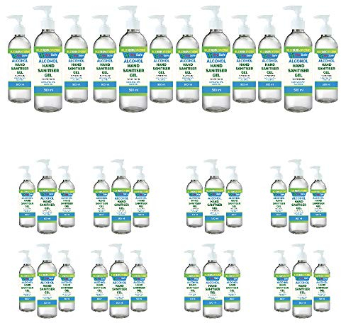 36 Bottles 500ml Alcohol Hand Sanitiser Vira Safe Gel 70% Antibacterial Aloe 500ml Germ Fighting Formula Kills 99% of Harmful Germs