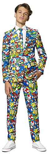 OppoSuits Teen Boys Super Mario Anzug - Nintendo-Outfit - Inklusive Blazer, Hose und Krawatte - Mehrfarbig